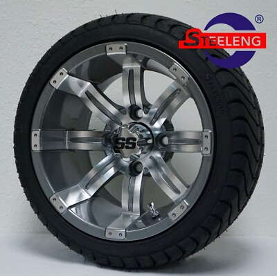 GOLF CART 12'' GUNMETAL TEMPEST WHEELS and 215/35-12 DOT LOW PROFILE TIRES (4) 