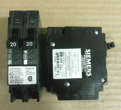 NEW LOT OF 2 Siemens QT Q2020NC 2 Pole 20 Amp Tandem 120/240 V Circuit Breaker
