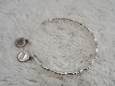 ALEX and ANI Silvertone Bead Expandable Bangle Bracelet (C46)
