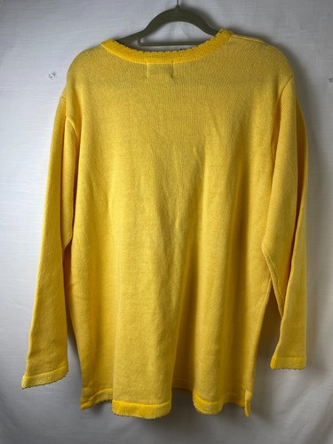 The Quacker Factory NWT Size 1X Yellow Butterfly Sequin Sweater Velvet Neck Line - Picture 7 of 14