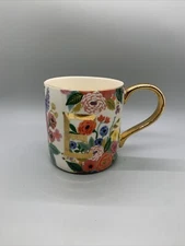 Rifle Paper Co. Anthropologie Mug, monogram initial E. Imperfect See Pic