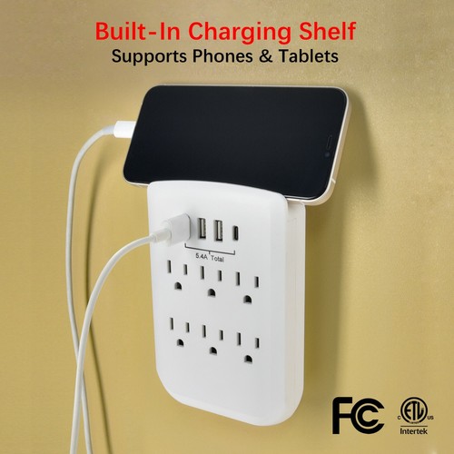 CP (2 Paquete): 6 Toques de Pared con 3 Puertos USB-A y 1 Puerto USB-C, Blanco, CP30007X2 - Imagen 8 de 9