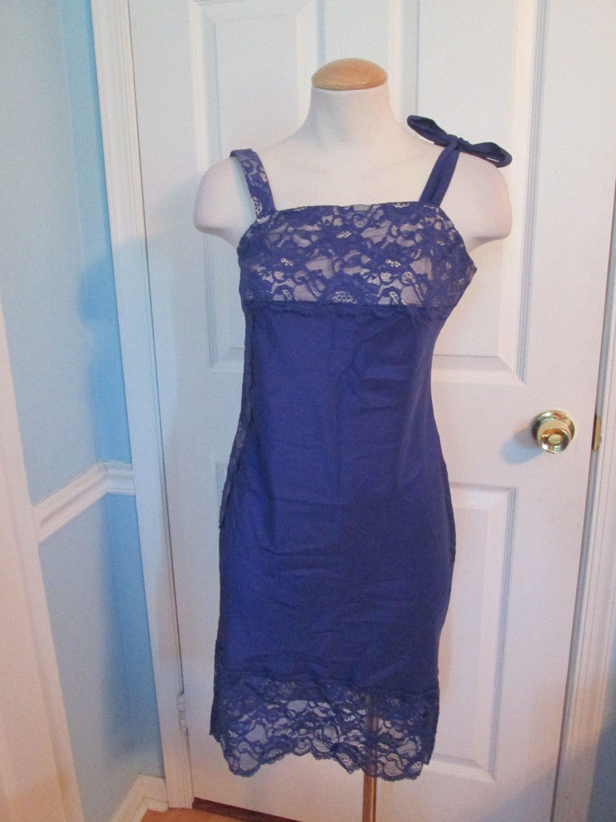 strapless open back dress Victoria's Secret Blueberry And Black Lace Trim Slip Dress – Bomb Bayb Co
