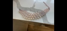 TARINA TARANTINO TRIPLE ROW LIGHT PINK LUCITE NECKLACE…GORGEOUS DRESS UP OR DOWN