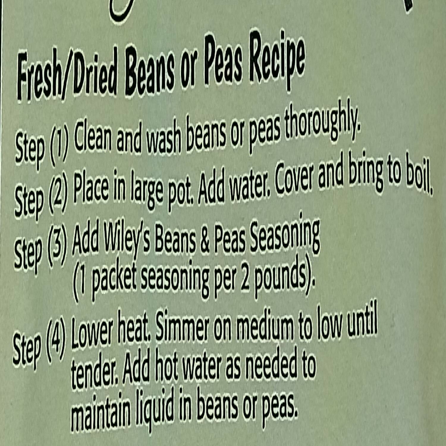 Wiley's Beans and Peas Seasonings 6 (SIX) Packets eBay