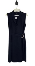 Roz & Ali Woman NWT Size 6 Little Black Dress waist belt attached Sleeveless