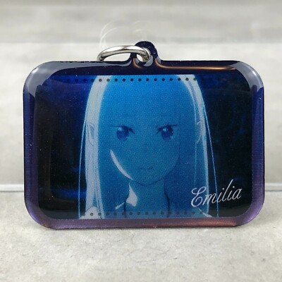 RARE Sanrio Re Zero Emilia Dark Ver Mini Kuji Anime Metal Charm Keychain Japan