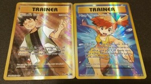 FULL ART Brock's Grit + Misty's Determination ULTRA RARE Holo Foil