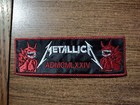 METALLICA,ADMCMLXXIV,SEW ON WHITE AND RED EMBROIDERED PATCH