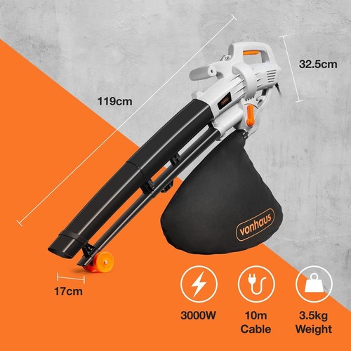 Soffiatore Foglie e Aspiratore 3000W - Raccogli Foglie a Filo, Giardini Trasparenti, Patii, G - Foto 5 di 9