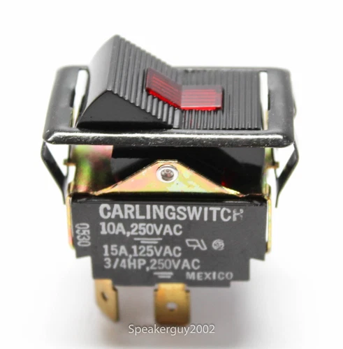 Carling Lighted Rocker Switch / 10A 250V - 15A 125V