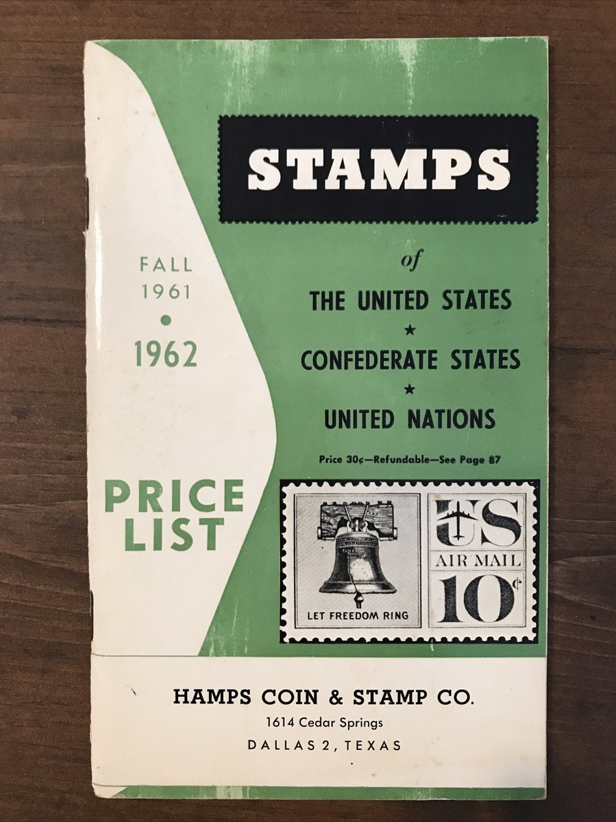 Vintage 1961 1962 Stamp Price List Brookman Co. Guide Collectible