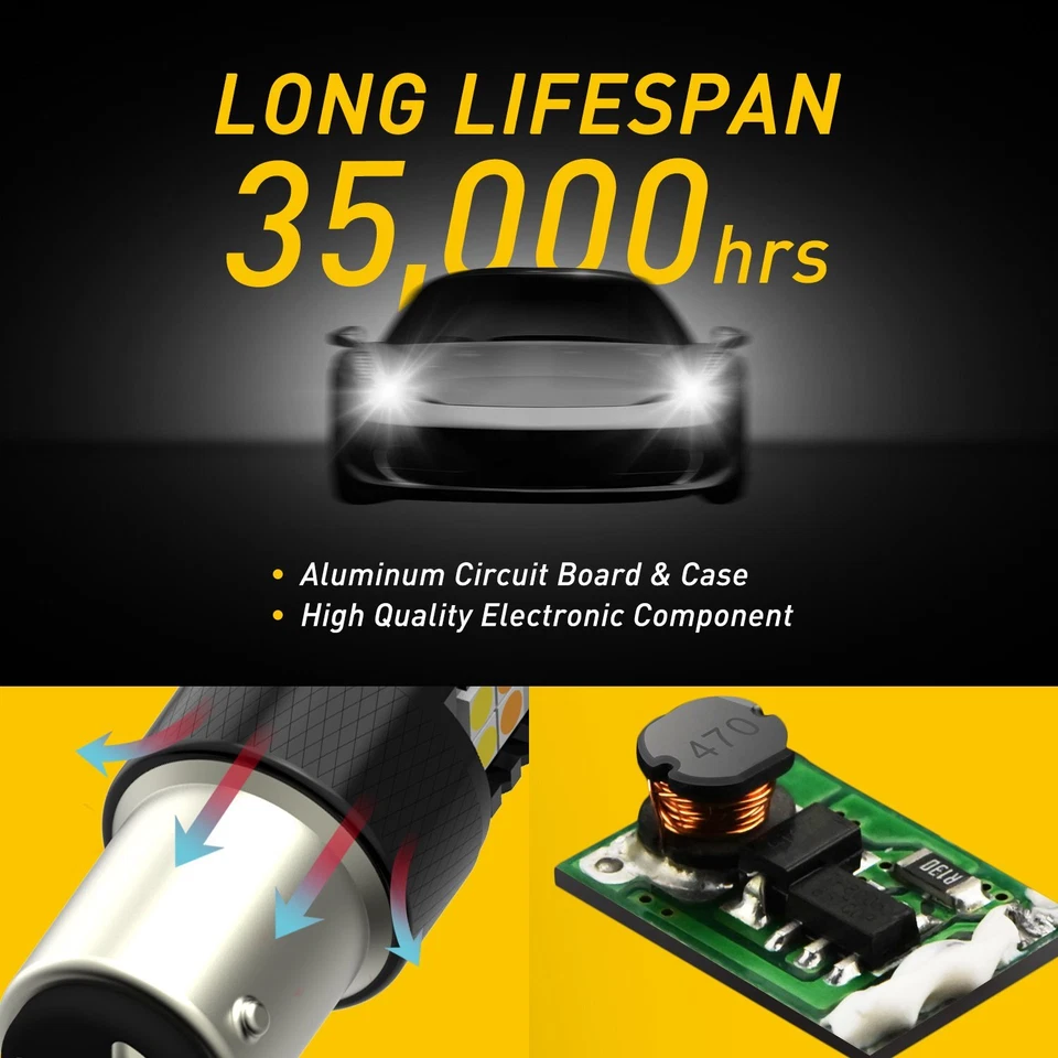 2X 1157 2357 Switchback LED luces de señal de giro bombillas ámbar/blanco con proyector Foto 4 de 4