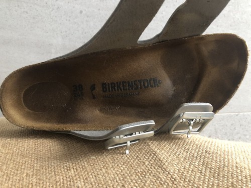 Birkenstock Arizona Sandals Size 38 Silver Made In Germany - Picture 17 of 21