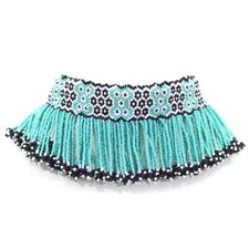 Handmade Beaded Turquoise Blue Seed Bead Choker Necklace