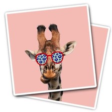2x Vinyl Stickers Giraffe Head Sunglasses #59702
