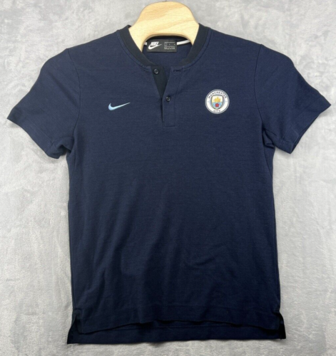 Nike 2018 Manchester City FC Henley Shirt Blue Button Football Club Men's L