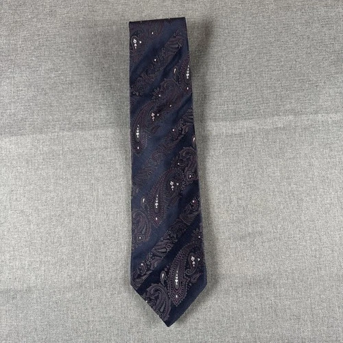 Dolce And Gabbana Tie 100% Silk Dark Blue Paisley Pattern Made In Italy - product listing photo