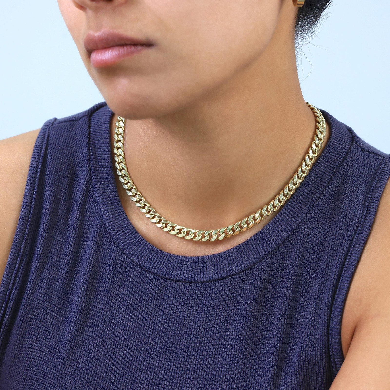 10K Yellow Gold 7.5mm Miami Cuban Link Italian Chain Necklace Mens Women 18"