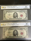 (2) $5 1963 LEGAL TENDER NOTE - RED SEAL PMG 30 VERY FINE  — photo 2