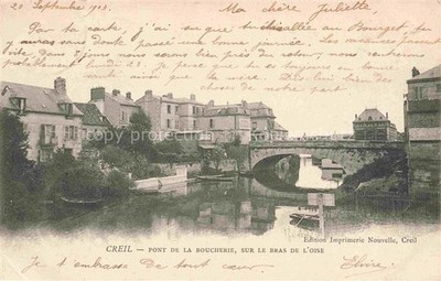 Creil SENLIS 60 Oise Pont-de-la-Boucherie Bras-de-l Oise Bruecke Fluss Boote Hae