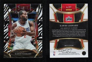 2023-24 Panini Select Mezzanine Level Zebra Prizm Kawhi Leonard #377