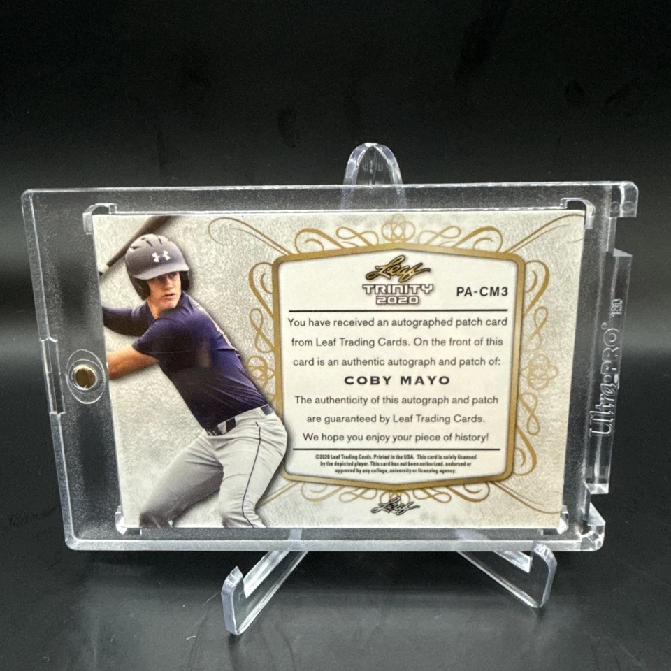 2020 Leaf Trinity COBY MAYO Rookie Patch Auto ORIOLES RC RPA FLAG PATCH 8 Colors - Image 2 of 2