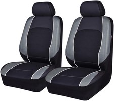 Leather Two Front Car Seat Covers, 3D Air Mesh Breathable Airbag Compatible Fit