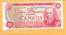 1975 CANADIAN 50 DOLLAR BILL EFA5635678 (VERY NICE CRISP)