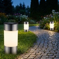 AußEnleuchte Stecklampe Solarleuchte Led Erdspieß Satiniert Edelstahl 3Er Set