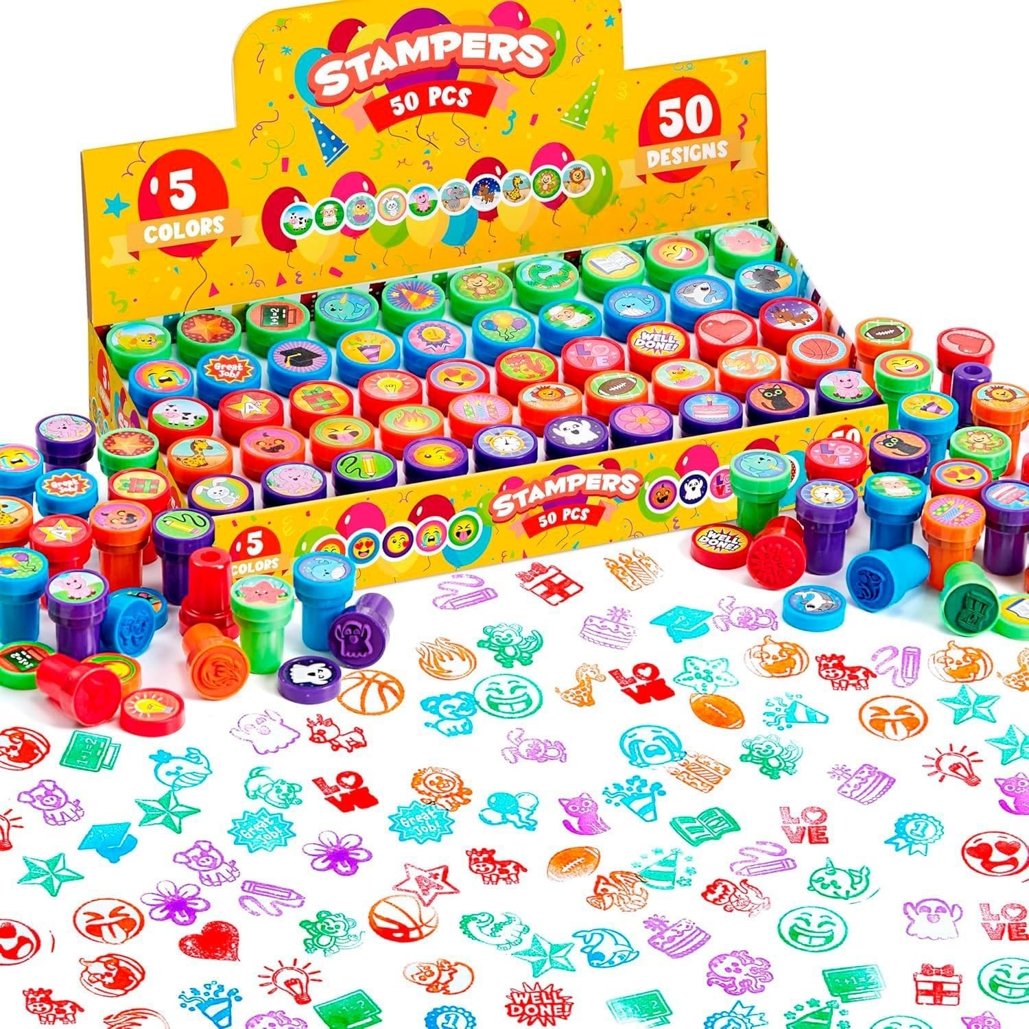 50 Kids Fairytale Self-Inking Stampers, 50 Designs, Party Favors & Classroom Set