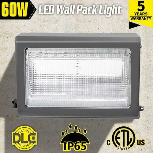 60W LED Wall Pack Light Dusk-to-Dawn 5000K Commercial Security Lighting 7200LM