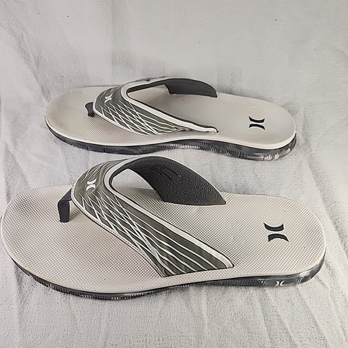 Sandals Men's Hurley White Camo Gray Phantom Flip Flop Slip On Beach USA Sz 14 - Picture 5 of 7