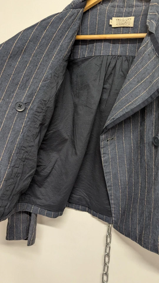 Toast Blue 100% Linen Jacket size 8 Japanese style - Image 4 of 4