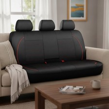 Leather Back Seat Cover,Piping Waterproof Bench Seat Cover, Rear Seat Cover U...
