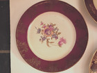 4 Matching Cico China Dinner Plates. Burgundy and Gold Borders Floral Centers — photo 5