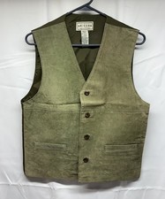 Arizona Jean Company Men s Small Green Suede Leather Button Vest Western Boho