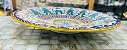Cerámica Deruta-Plato 12’’’ patrón geométrico hecho/pintado a mano-Italia. - Imagen 2 de 3