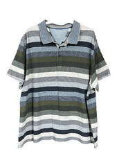 RJR Rocha John Rocha Polo Shirt Men's XXL Blue Brown Stripes EUC Debenhams Golf