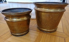 zwei Mal Messing Übertopf Blumentopf 