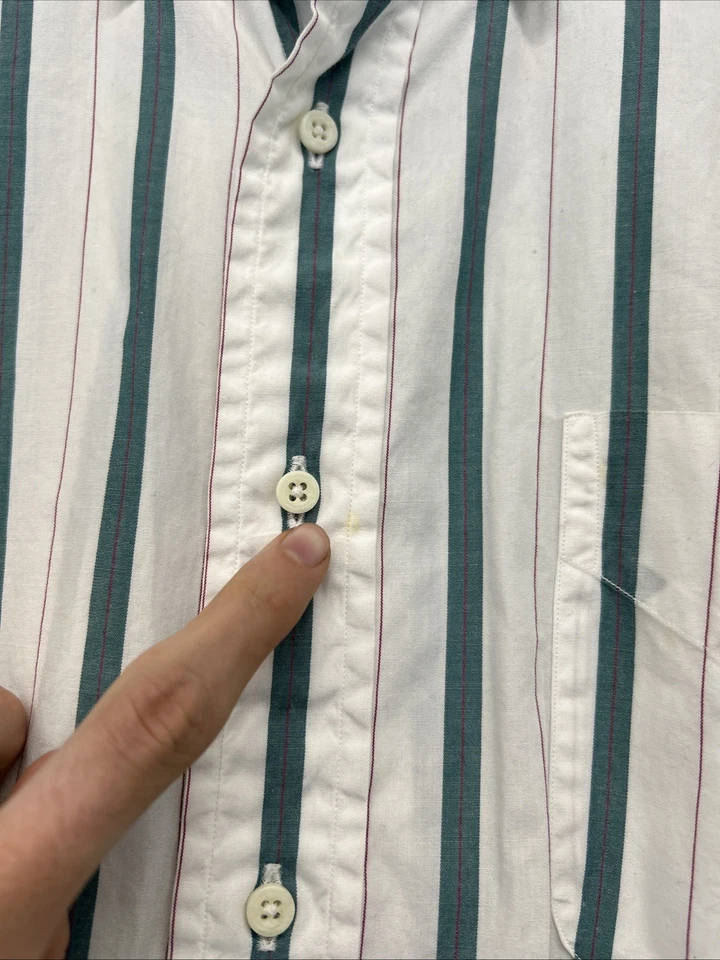 Camisa de vestir vintage para hombre Gitman Bros talla 15,5-32 verde blanco a rayas Foto 4 de 4