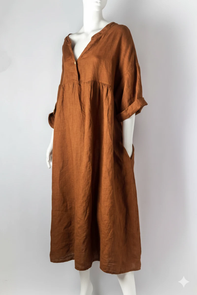 ebay linen dresses size 18 LANE BRYANT OLIVE LINEN SLOUCH POCKETS SLEEVLESS DRESS SIZE 18