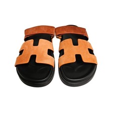 Hermes Bicolor Suede Leather & Suede Goatskin Chypre Sandals, Size 40