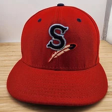 Spokane Indians Fitted Hat, Red Cap, New Era 5950, Minor League, Size 7 1/8