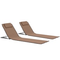 Klappbare Strandmatte 2 StüCk Stahl Stoff Braun Outdoor Camping