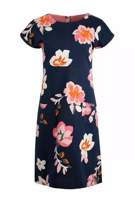 WEIRD FISH LADIES NAVY FLORAL PRINT POCKET TUNIC DRESS SIZE 12 NEW (ref 231 / R)
