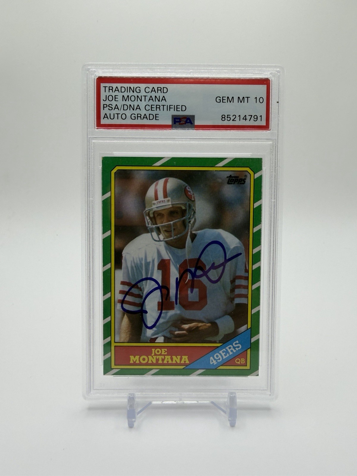 Joe Montana 1986 Topps Autograph Auto #156 PSA 10