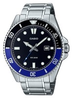 Casio Edelstahl Schwarz Zifferblatt Japan Mov't Quarz MDV107D-1A2 200M Herrenuhr