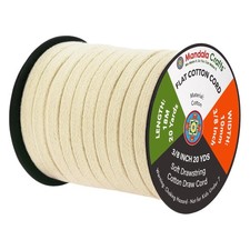 Flat Drawstring Cord Cotton Rope 3/8 Inch 20 Yards