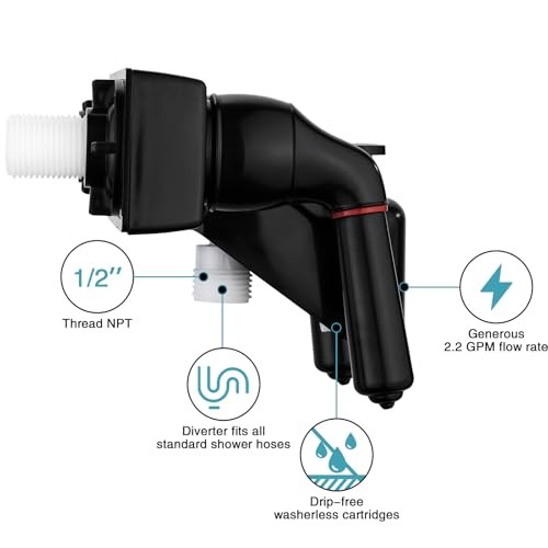 RV Shower Faucet, 4" RV Camper Tub & Shower Faucet Valve Diverter, Leak & Black